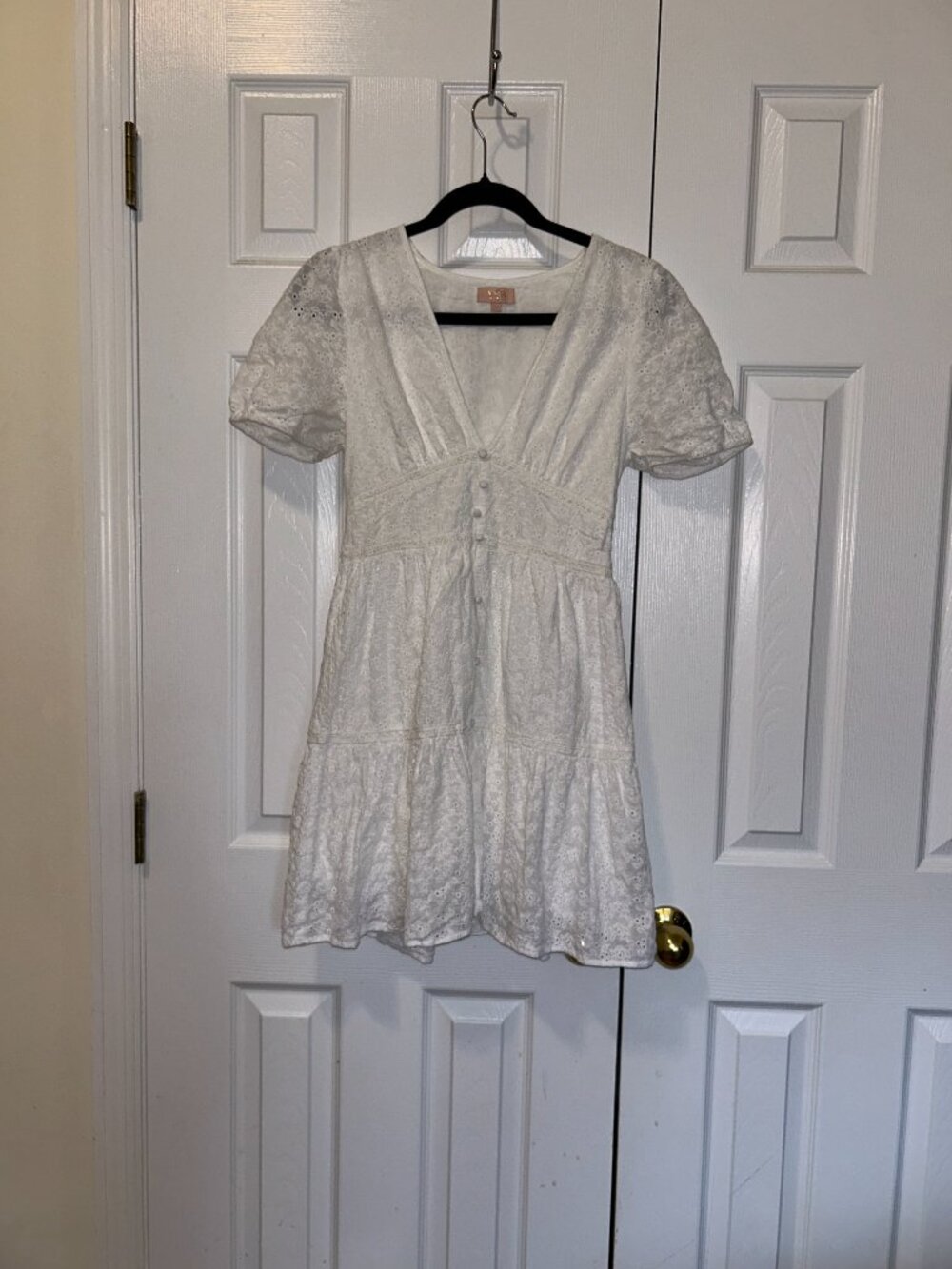 White Summer Dress with Bell Sleeves - Picture 4 of 5
